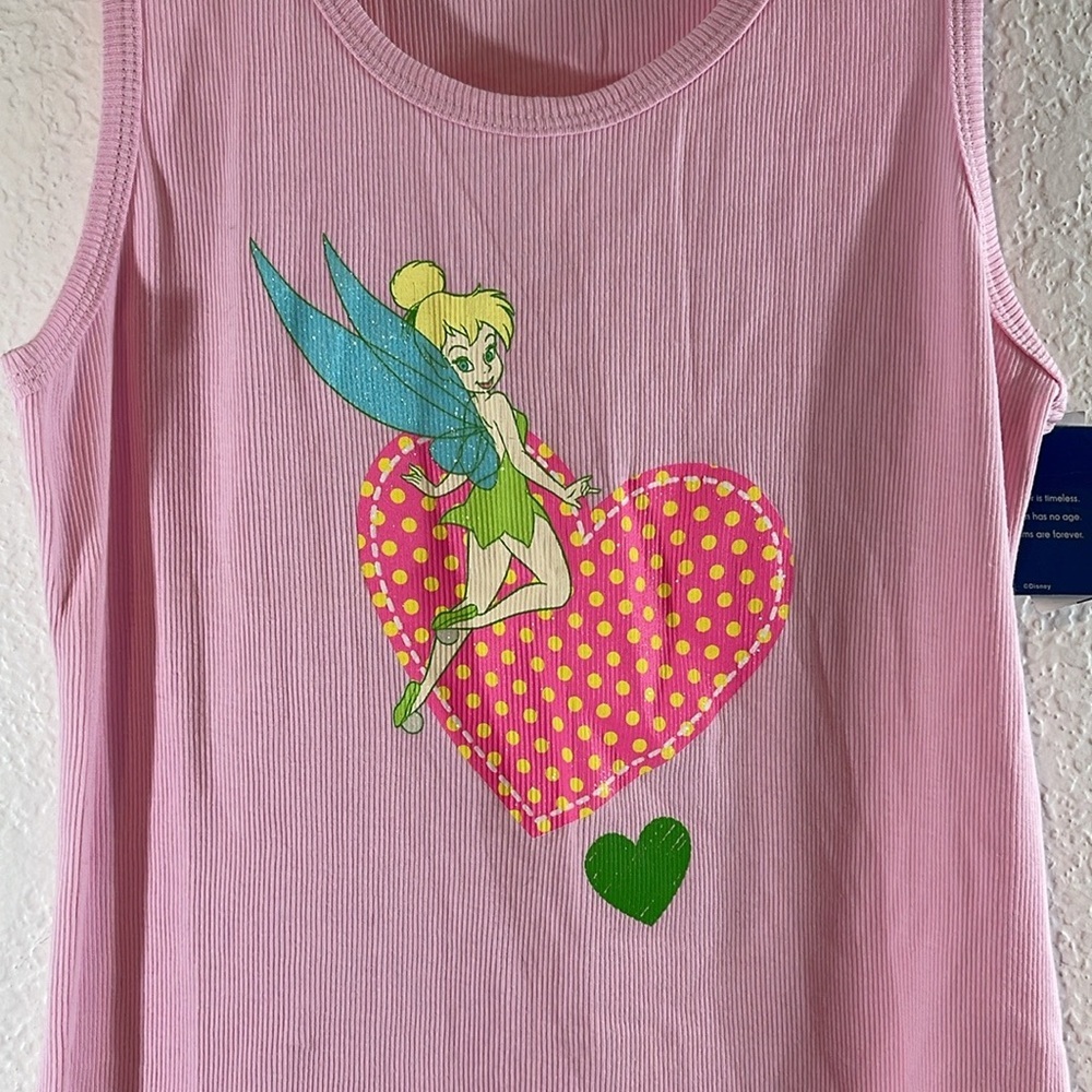 Disney Peter Pan Tinker Bell Pink Tank Top Cotton Sleeveless Size XL NEW